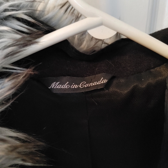 Junior Girl Black Wool Coat With Detachable Fur Collar  Youth L - Picture 7 of 14